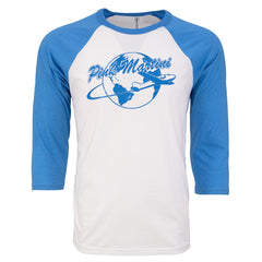 Around the World | Retro Baseball Tee - Blue and White