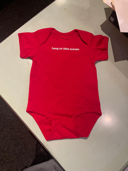Hang On Little Tomato | Baby Onesie - RED